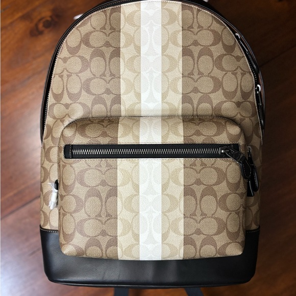 COACH West Backpack In Blocked Signature Canvas With Varsity Stripe CQ629 - Picture 6 of 7